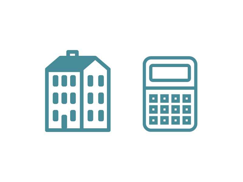 上田市の家賃相場をイメージしたイラスト。アパートとコインのアイコン