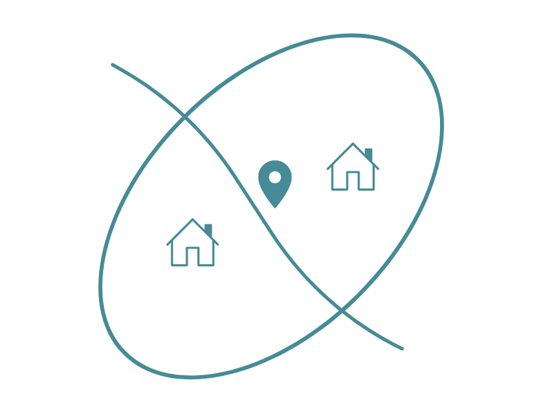 上田市のエリア構造を示した簡易マップ。千曲川を挟んで右岸と左岸に市街地や周辺エリアが広がるイメージ図